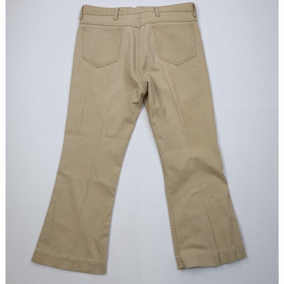 Vtg 70s Streetwear Mens 38x29 Distressed Wide Leg Bell Bottoms Twill Jeans USA - Picture 10 of 14